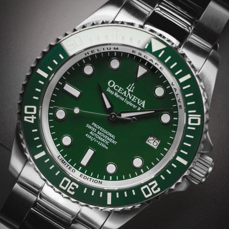 Oceaneva Deep Marine Explorer II Automatic 1250M Pro Diver All Green - Watches.com - GRII200GRST