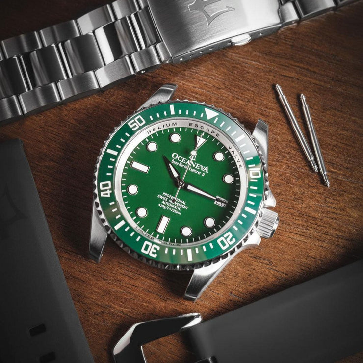 Oceaneva Deep Marine Explorer II Automatic 1250M Pro Diver All Green - Watches.com - GRII200GRST