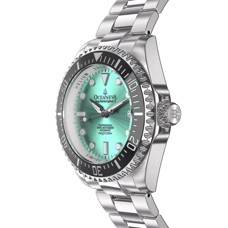 Oceaneva Deep Marine Explorer II Automatic 1250M Pro Diver Aquamarine Limited Edition - Watches.com - BKII200AQST