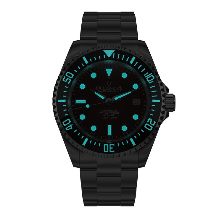 Oceaneva Deep Marine Explorer II Automatic 1250M Pro Diver Black Brown Limited Edition - Watches.com - BKII200BRST