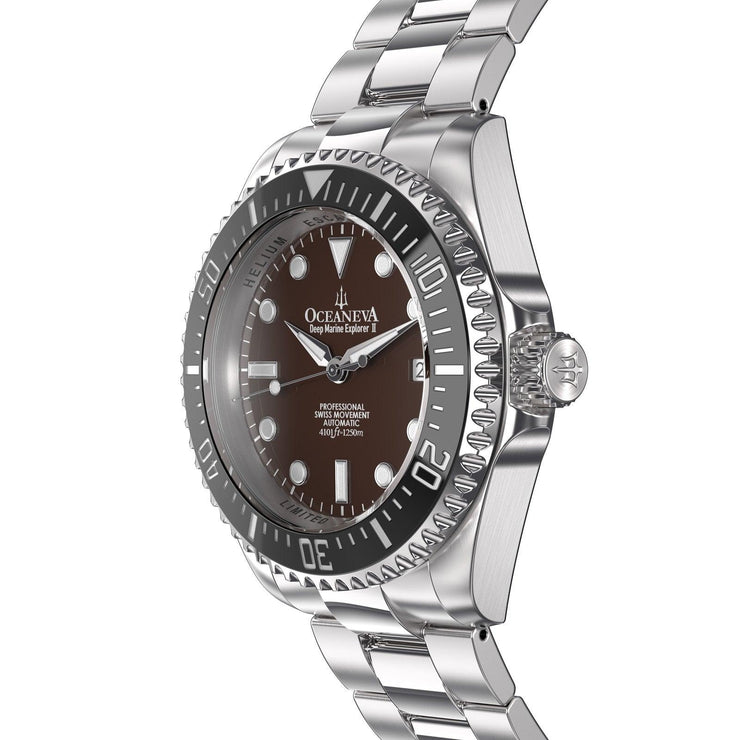 Oceaneva Deep Marine Explorer II Automatic 1250M Pro Diver Black Brown Limited Edition - Watches.com - BKII200BRST