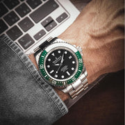 Oceaneva Deep Marine Explorer II Automatic 1250M Pro Diver Black Green Limited Edition - Watches.com - GRII200BKST