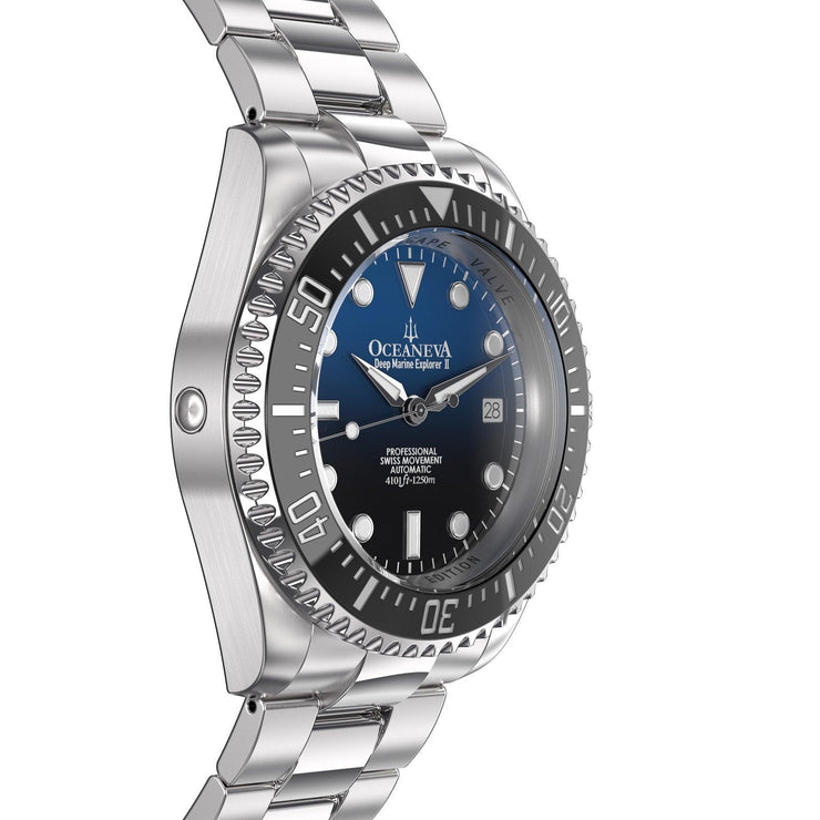 Oceaneva Deep Marine Explorer II Automatic 1250M Pro Diver Blue Black Limited Edition - Watches.com - BKIIHBLBST