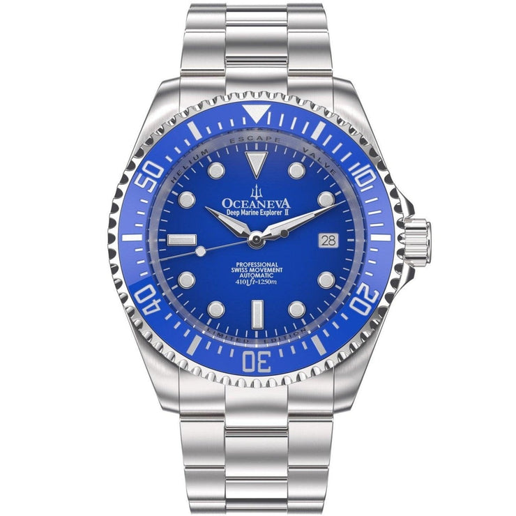 Oceaneva Deep Marine Explorer II Automatic 1250M Pro Diver Blue Limited Edition - Watches.com - BLII200BLST