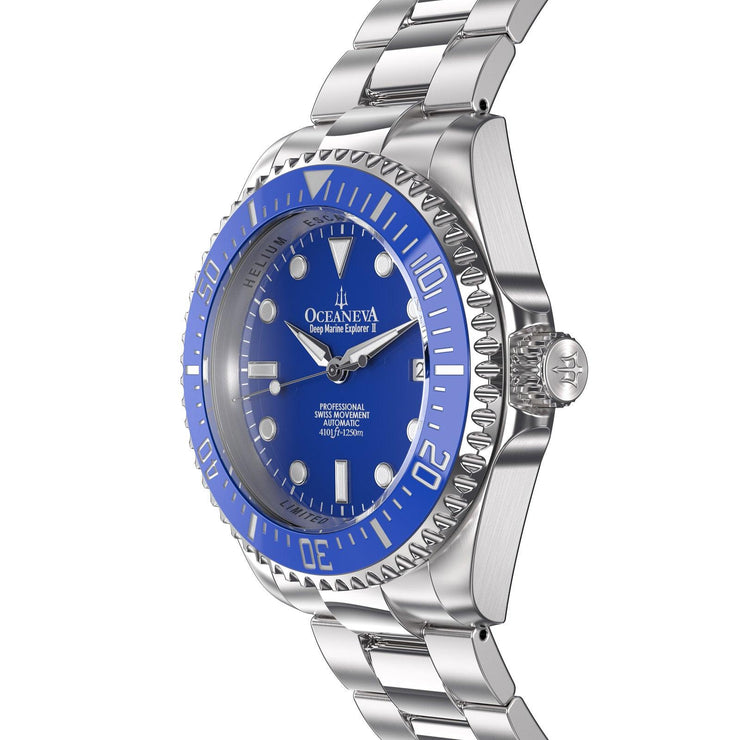 Oceaneva Deep Marine Explorer II Automatic 1250M Pro Diver Blue Limited Edition - Watches.com - BLII200BLST