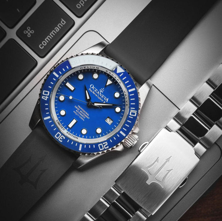 Oceaneva Deep Marine Explorer II Automatic 1250M Pro Diver Blue Limited Edition - Watches.com - BLII200BLST