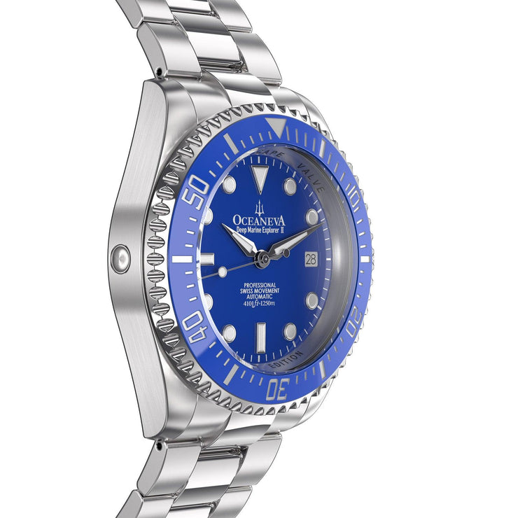 Oceaneva Deep Marine Explorer II Automatic 1250M Pro Diver Blue Limited Edition - Watches.com - BLII200BLST