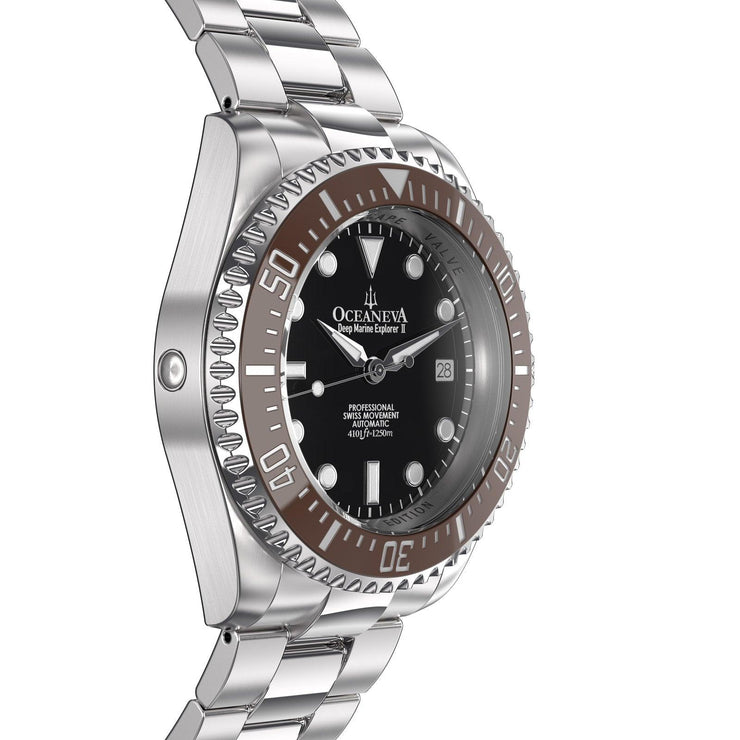 Oceaneva Deep Marine Explorer II Automatic 1250M Pro Diver Brown Black Limited Edition - Watches.com - BRII200BKST