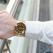 Oceaneva Deep Marine Explorer II Automatic 1250M Pro Diver Brown Yellow Gold Limited Edition - Watches.com - BRII200BRSTGD