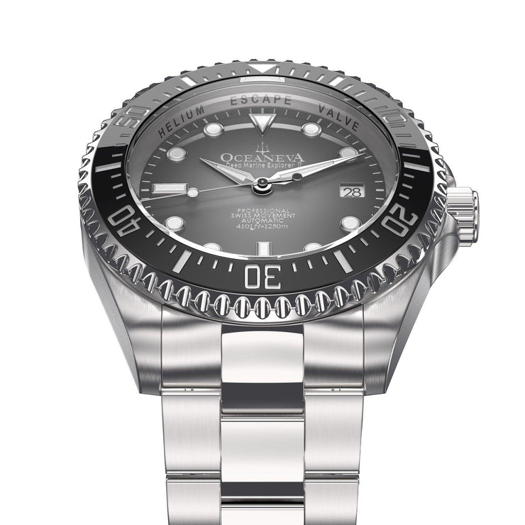 Oceaneva Deep Marine Explorer II Automatic 1250M Pro Diver Gray Fade Limited Edition - Watches.com - BKII200GYFDST