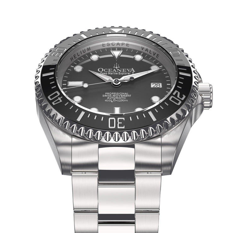 Oceaneva Deep Marine Explorer II Automatic 1250M Pro Diver Gunmetal Gray Limited Edition - Watches.com - BKII200GMGST