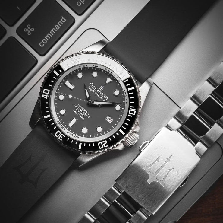 Oceaneva Deep Marine Explorer II Automatic 1250M Pro Diver Gunmetal Gray Limited Edition - Watches.com - BKII200GMGST