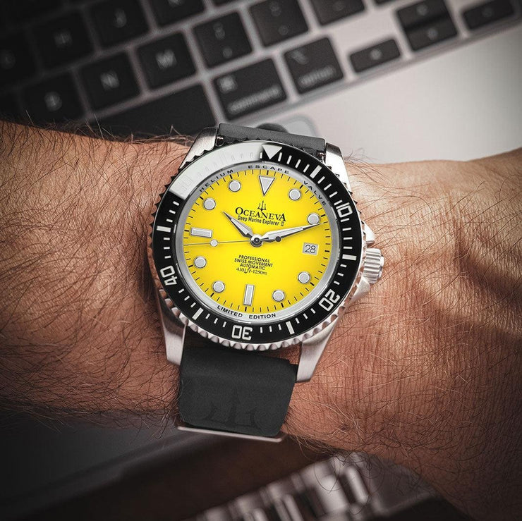 Oceaneva Deep Marine Explorer II Automatic 1250M Pro Diver Yellow Limited Edition - Watches.com - BKII200YLST