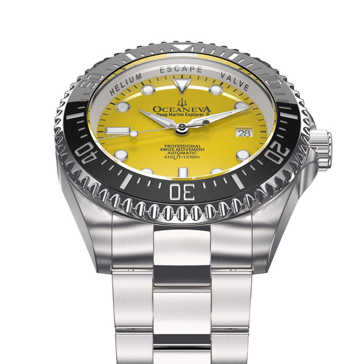 Oceaneva Deep Marine Explorer II Automatic 1250M Pro Diver Yellow Limited Edition - Watches.com - BKII200YLST