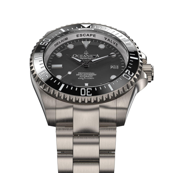 Oceaneva Titanium Deep Marine Explorer II Pro Diver Gray Limited Edition angled shot picture