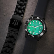 Oceaneva Deep Marine Explorer III Automatic 3000M Pro Diver Black Green Mother Of Pearl Limited Edition - Watches.com - BKIIIGRMP200BK