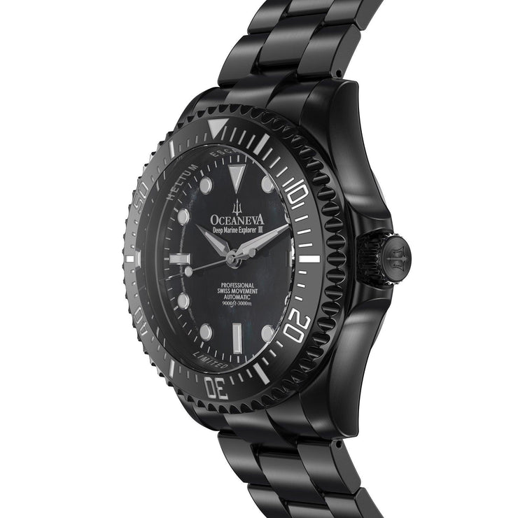 Oceaneva Deep Marine Explorer III Automatic 3000M Pro Diver Black Mother of Pearl Limited Edition - Watches.com - BKIIIBKMP200BK