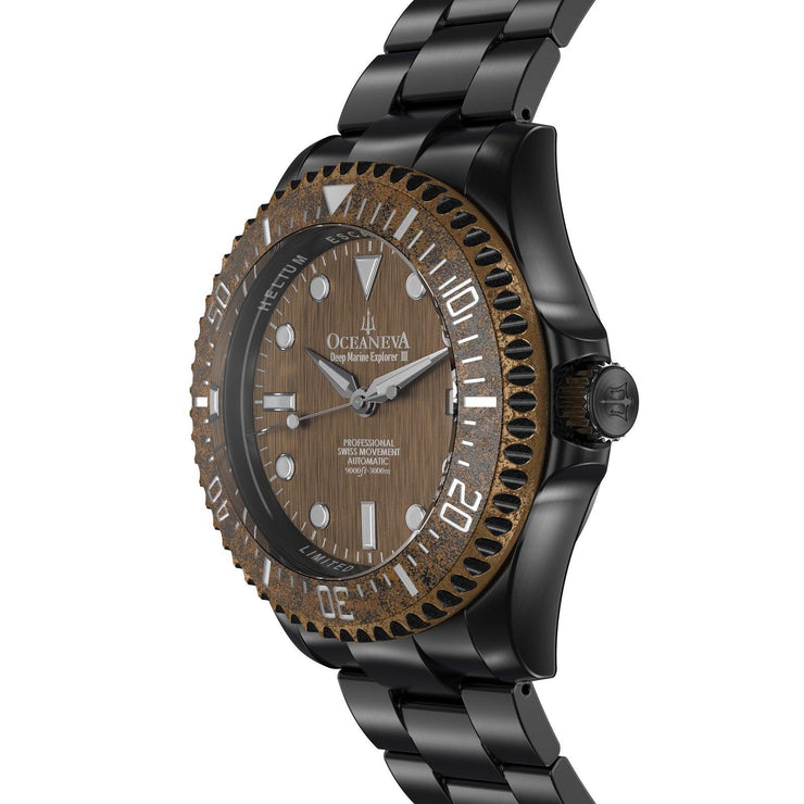 Oceaneva Deep Marine Explorer III Automatic 3000M Pro Diver Bronze Limited Edition - Watches.com - BRIIIBRZ200BK