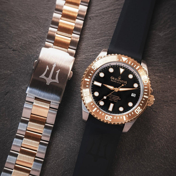 Oceaneva Deep Marine Explorer III Automatic 3000M Pro Diver Rose Gold Limited Edition - Watches.com - RGIIIBK200ST