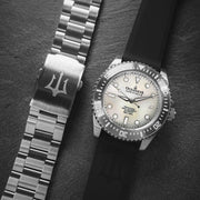 Oceaneva Deep Marine Explorer III Automatic 3000M Pro Diver White Mother Of Pearl Limited Edition - Watches.com - STIIIWMP200ST