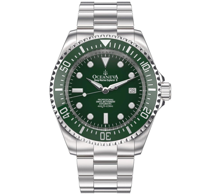 Oceaneva Men's Deep Marine Explorer II 1250M Pro Diver Automatic All Green