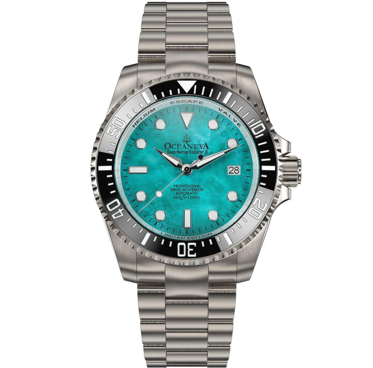 Oceaneva Deep Marine Explorer II 1250M Titanium Automatic Aquamarine MOP Limited Edition