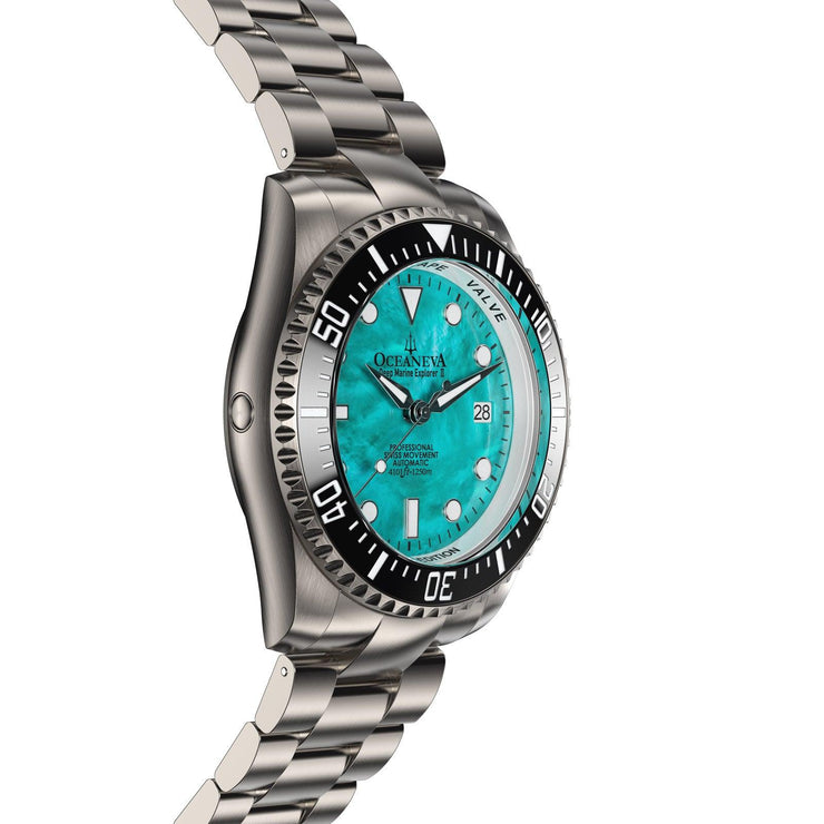 Oceaneva Deep Marine Explorer II 1250M Titanium Automatic Aquamarine MOP Limited Edition