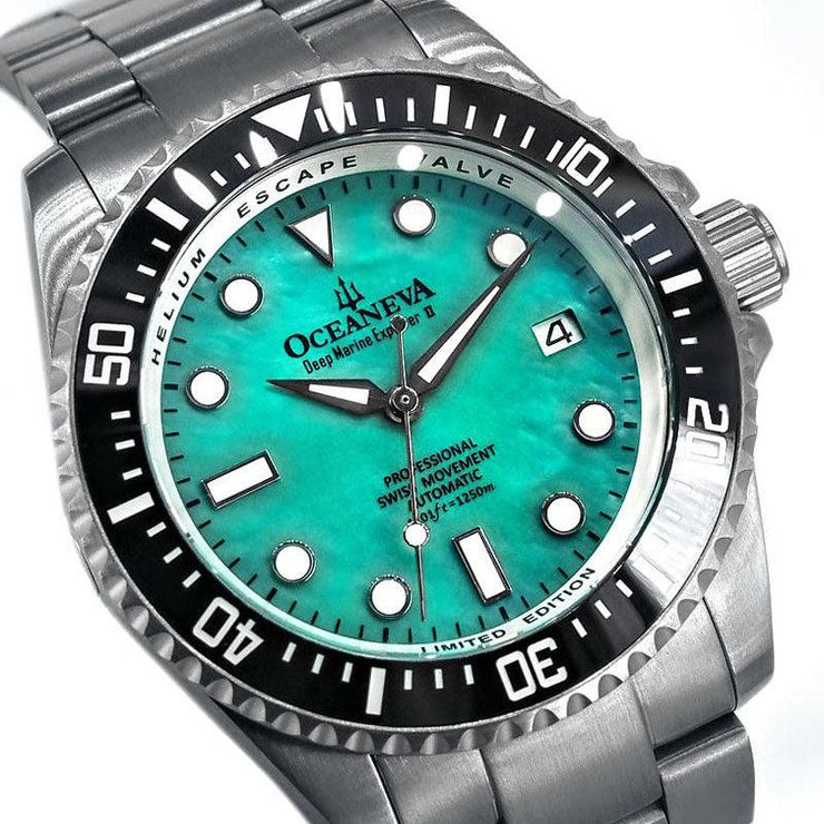 Oceaneva Deep Marine Explorer II 1250M Titanium Automatic Aquamarine MOP Limited Edition