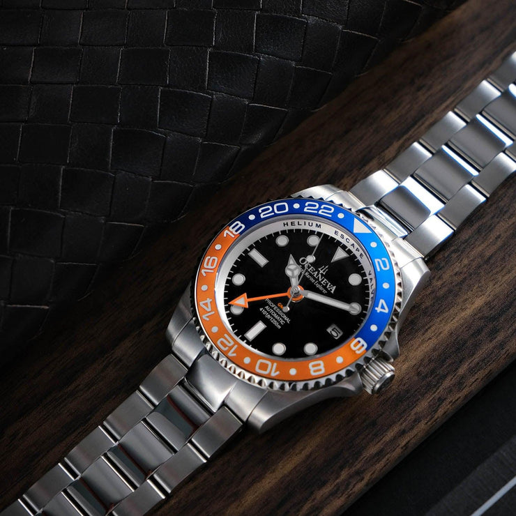 Oceaneva Deep Marine Explorer GMT Automatic 1250M Pro Diver Blue Orange