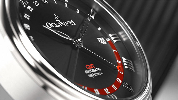 Oceaneva OceanTrek GMT 200m Automatic All Black - Watches.com - OTBK200M34NH - Black Strap