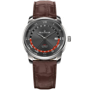 Oceaneva OceanTrek GMT 200m Automatic Black Brown - Watches.com - OTBK200M34NH - Brown Strap