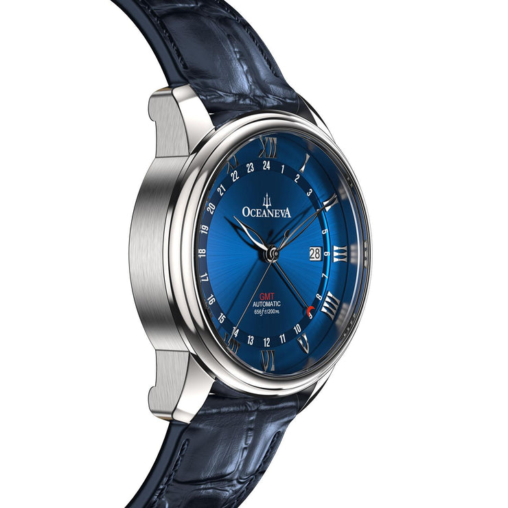 Oceaneva OceanTrek GMT 200m Automatic Blue - Watches.com - OTBL200M34NH