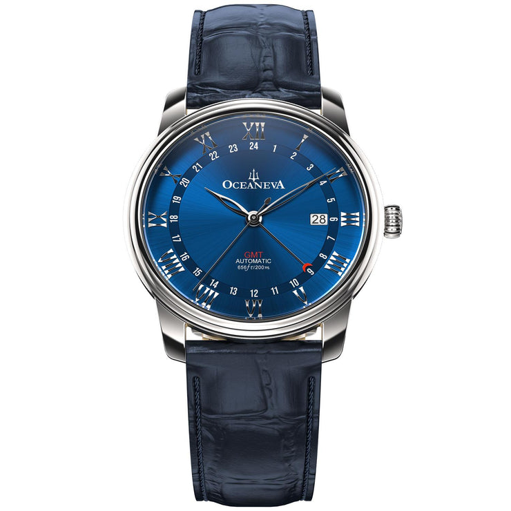 Oceaneva OceanTrek GMT 200m Automatic Blue - Watches.com - OTBL200M34NH