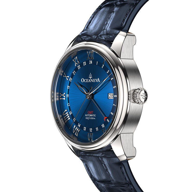 Oceaneva OceanTrek GMT 200m Automatic Blue - Watches.com - OTBL200M34NH