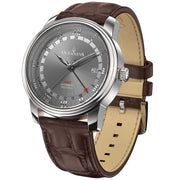 Oceaneva OceanTrek GMT 200m Automatic Gray Brown - Watches.com - OTGRY200M34NH - Brown strap