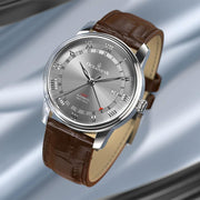 Oceaneva OceanTrek GMT 200m Automatic Gray Brown - Watches.com - OTGRY200M34NH - Brown strap