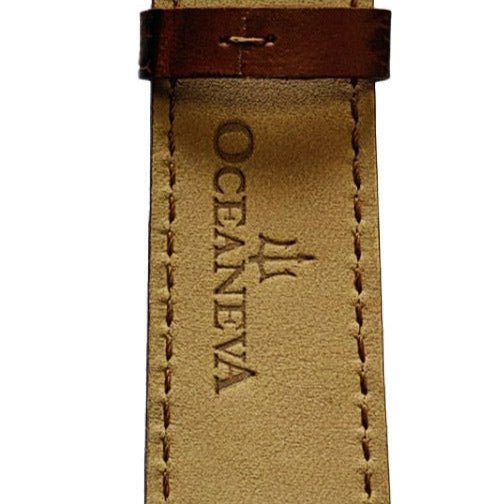 Oceaneva OceanTrek GMT 200m Automatic Gray Brown - Watches.com - OTGRY200M34NH - Brown strap