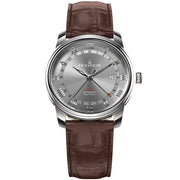 Oceaneva OceanTrek GMT 200m Automatic Gray Brown - Watches.com - OTGRY200M34NH - Brown strap