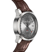 Oceaneva OceanTrek GMT 200m Automatic Gray Brown - Watches.com - OTGRY200M34NH - Brown strap