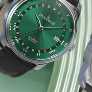 Oceaneva OceanTrek GMT 200m Automatic Green Black - Watches.com - OTGR200M34NH - Black Strap