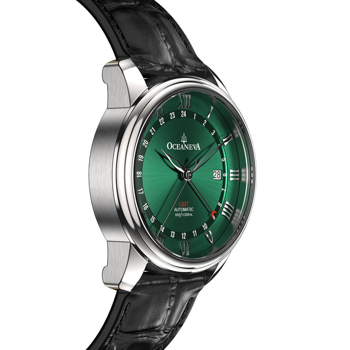 Oceaneva OceanTrek GMT 200m Automatic Green Black angled shot picture