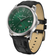 Oceaneva OceanTrek GMT 200m Automatic Green Black - Watches.com - OTGR200M34NH - Black Strap