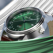 Oceaneva OceanTrek GMT 200m Automatic Green Brown - Watches.com - OTGR200M34NH - Brown Strap