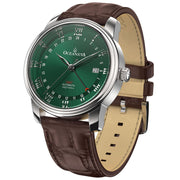 Oceaneva OceanTrek GMT 200m Automatic Green Brown - Watches.com - OTGR200M34NH - Brown Strap