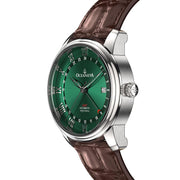 Oceaneva OceanTrek GMT 200m Automatic Green Brown - Watches.com - OTGR200M34NH - Brown Strap