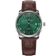 Oceaneva OceanTrek GMT 200m Automatic Green Brown - Watches.com - OTGR200M34NH - Brown Strap