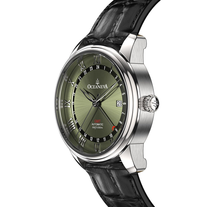 Oceaneva OceanTrek GMT 200m Automatic Olive Black angled shot picture