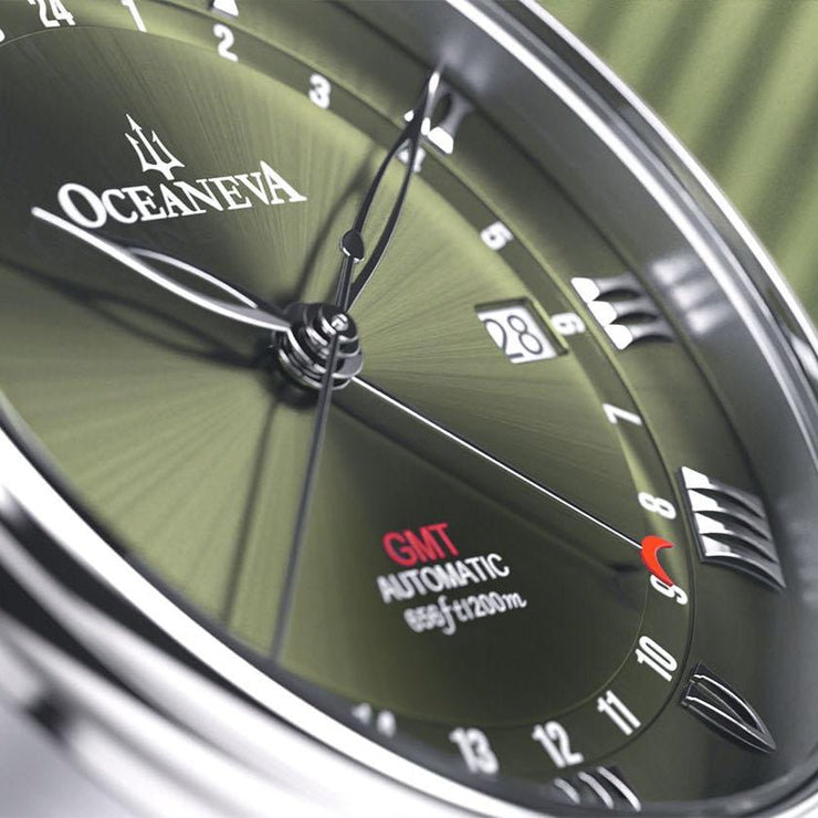 Oceaneva OceanTrek GMT 200m Automatic Olive Black - Watches.com - OTOD200M34NH - black strap