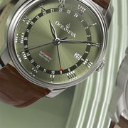 Oceaneva OceanTrek GMT 200m Automatic Olive Brown - Watches.com - OTOD200M34NH - brown strap