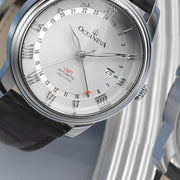 Oceaneva OceanTrek GMT 200m Automatic Silver Black - Watches.com - OTSV200M34NH - Black strap